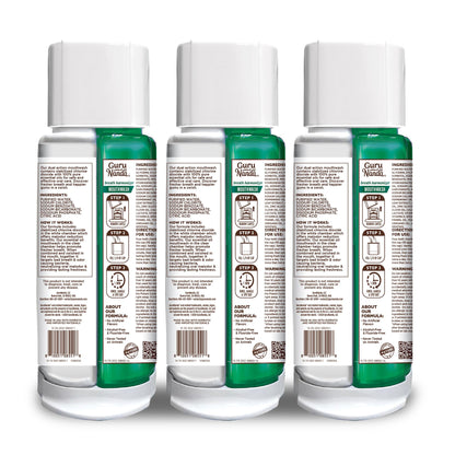 GuruNanda Dual Barrel Breath Harmonizer Mouthwash – Wild Mint, 3 Pack, Alcohol-Free & Fluoride-Free