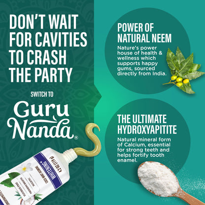GuruNanda Hydroxyapatite Toothpaste – SLS & Fluoride Free, CocoMint Jasmine Neem (4.2oz Pack of 2)