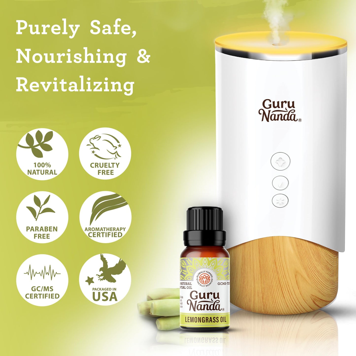 GuruNanda Lemongrass Essential Oil – 100% Pure & Undiluted (2x0.5 fl oz)