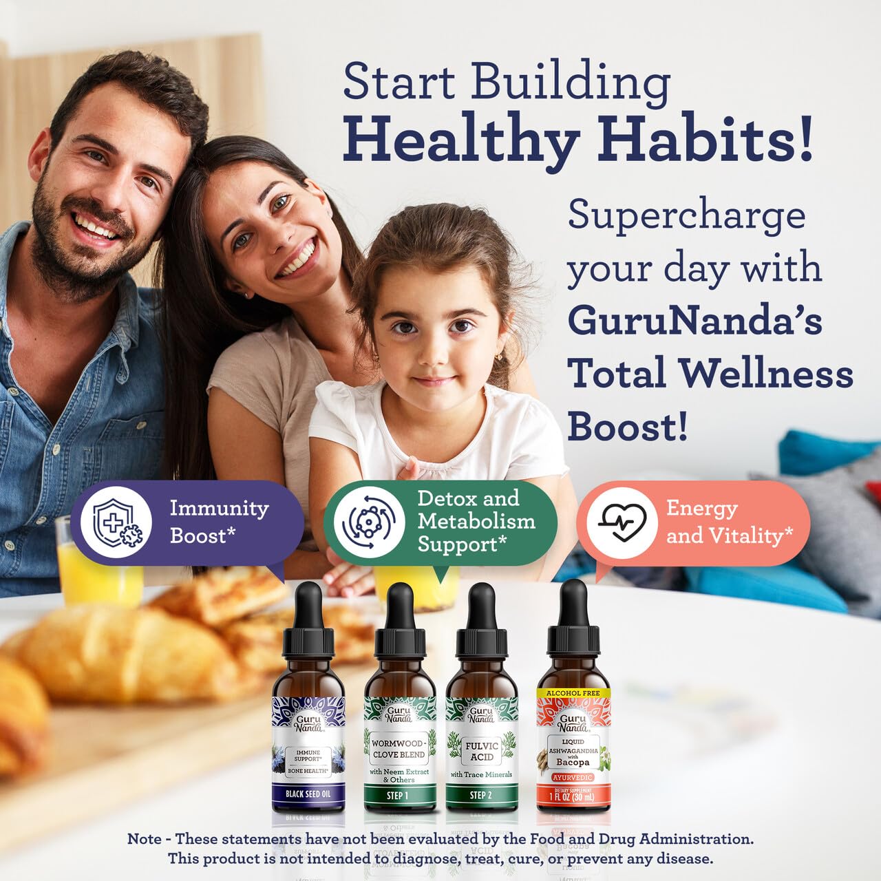 GuruNanda Total Wellness Boost: Ashwagandha, Black Seed Oil & GutCleanse