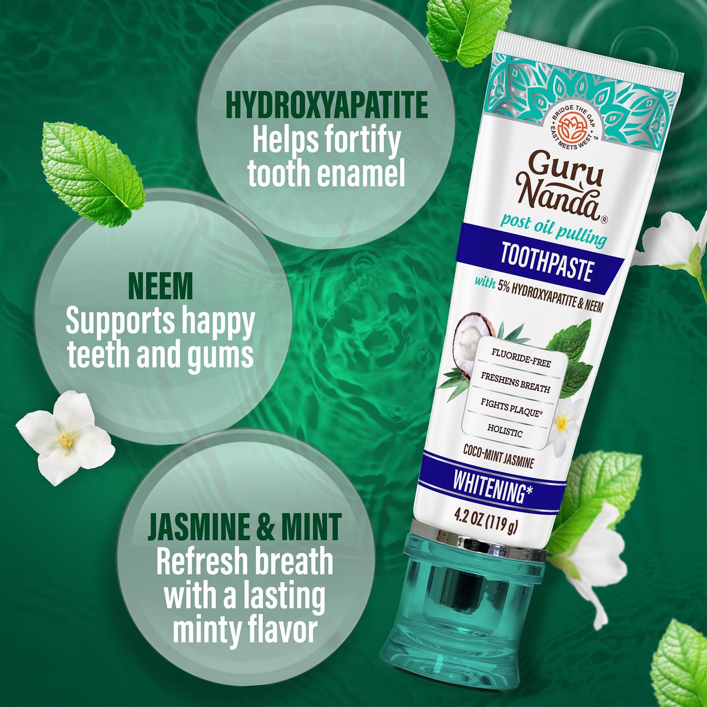GuruNanda Mint to Be Kit: CocoMint Oil Pulling, Neem Toothpaste & Breath Mouthwash