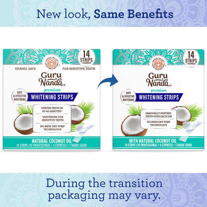 GuruNanda Teeth Whitening Strips – 7-Day Treatment | Non-Slip Dry Strip Technology