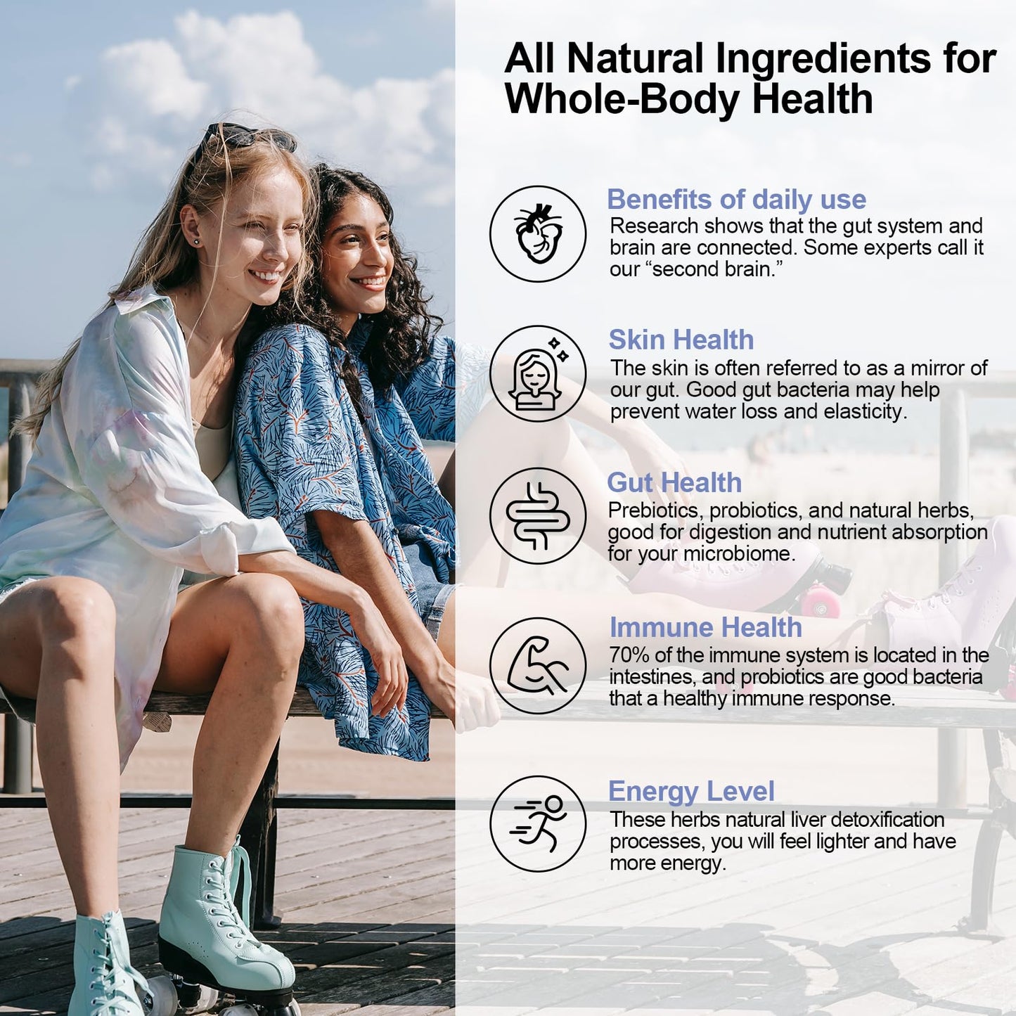 Probiotics for Women and Men - 300 Billion CFU, 24 Strains, 15 Organic Herbs + Prebiotics - Shelf-Stable Gut Health Supplement (8 Month Supply)