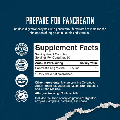 Digestive Enzyme Supplements for Gut Health - Pancreatin Digestive Enzymes for Digestion Upset Stomach Relief and Leaky Gut Repair - Pure Enzymes Digestion Supplement Women and Men