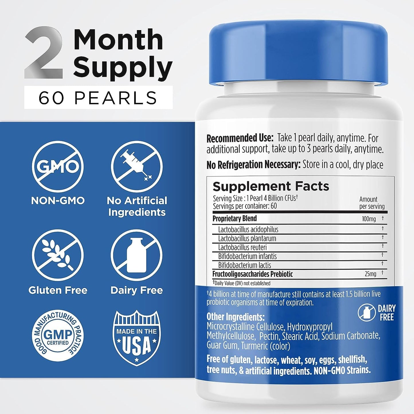 Earth's Pearl Probiotics - 4B CFU, Pearl-Shaped for Women, Men & Kids