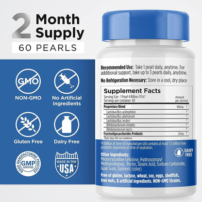 Earth's Pearl Probiotics - 4B CFU, Pearl-Shaped for Women, Men & Kids