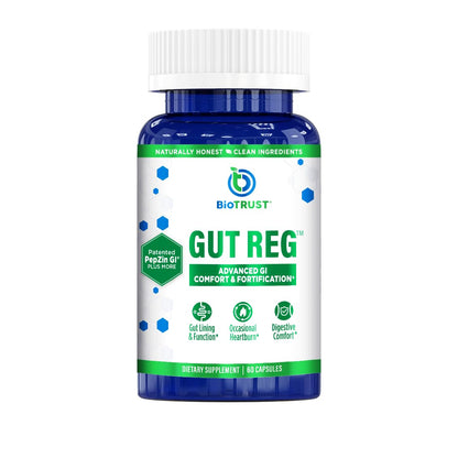 BioTrust Gut Reg Supports a Healthy Gut Lining - PepZin GI, L-Glutamine & Ginger (60 Capsules)