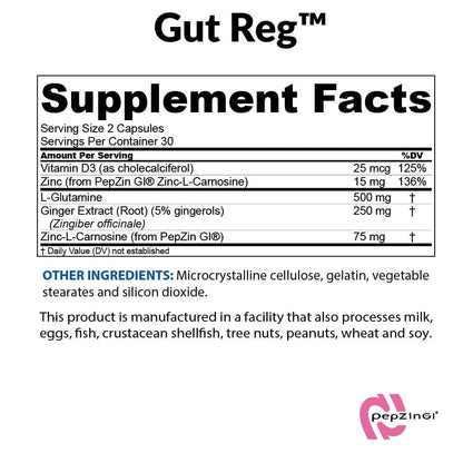 BioTrust Gut Reg Supports a Healthy Gut Lining - PepZin GI, L-Glutamine & Ginger (60 Capsules)