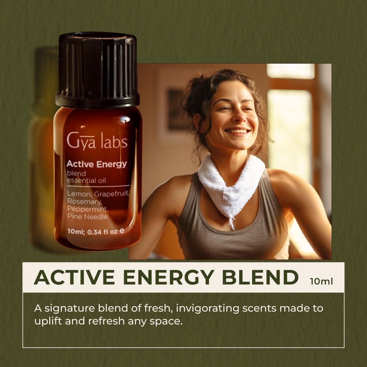 Gya Labs Active Energy Essential Oil Blend - 0.34 oz for Diffuser