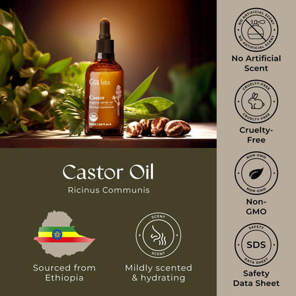 Gya Labs Castor Carrier Oil - 1.7 Fl Oz | For Hair, Skin, Face, Scalp & Body Massage