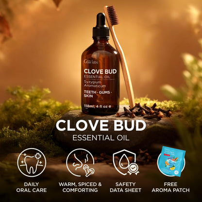 Gya Labs Clove Bud Essential Oil - 4 Fl Oz | 100% Pure Clove Bud Oil for Hair, Skin, Teeth & Gums, Diffuser & Candle Making