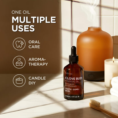 Gya Labs Clove Bud Essential Oil - 4 Fl Oz | 100% Pure Clove Bud Oil for Hair, Skin, Teeth & Gums, Diffuser & Candle Making