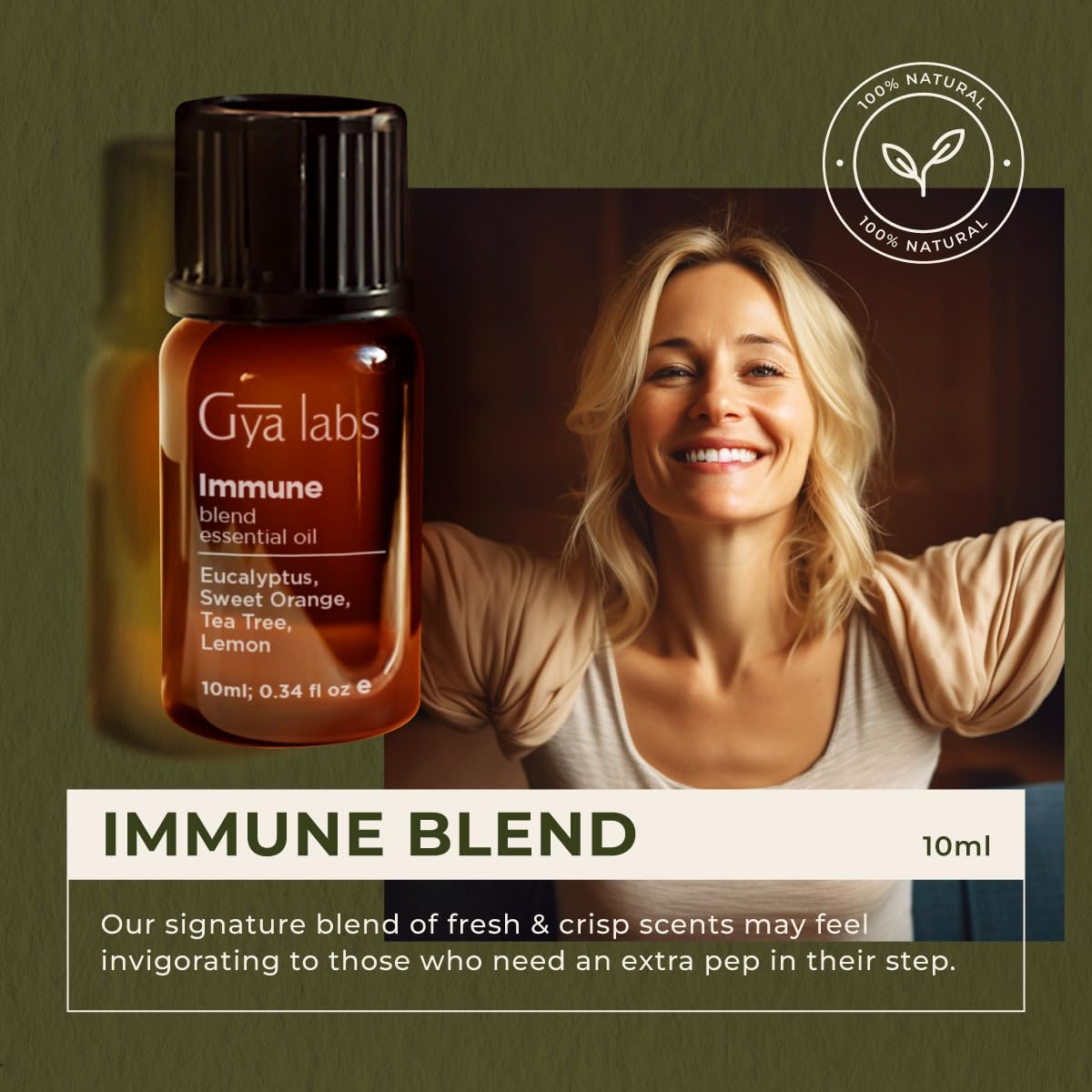 Gya Labs Immune Essential Oil Blend for Diffuser & Wellness — Thieves-Style Immunity Oil, 0.34 fl oz