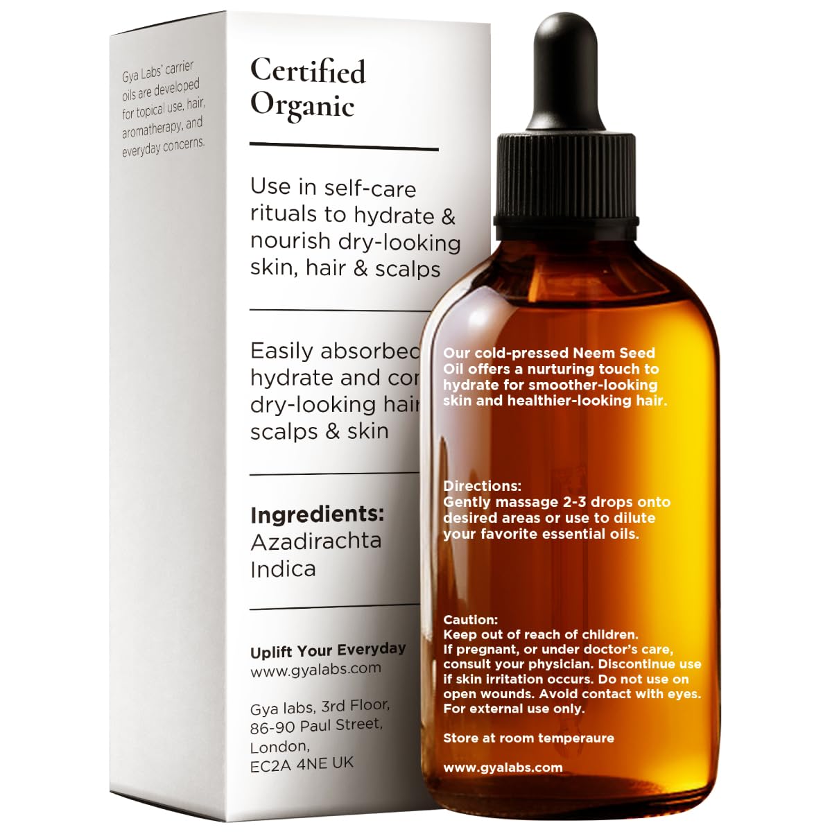 Gya Labs Neem Carrier Oil - 3.4 Fl Oz | Hair, Skin, Face, Scalp & Body Massage