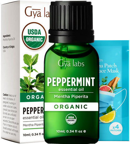 Gya Labs Organic Peppermint Essential Oil - 0.34 fl oz | Diffuser, Skin, Hair, Aromatherapy