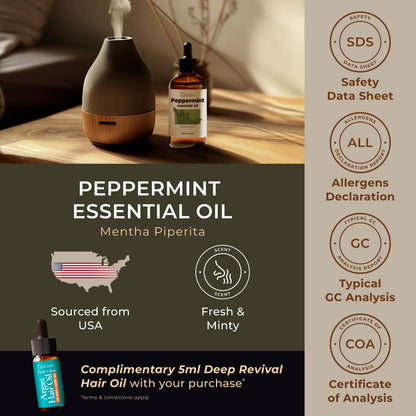 Gya Labs Peppermint Essential Oil for Hair – 4 Fl Oz | Premium Diffuser & Aromatherapy