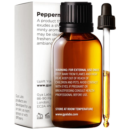 Gya Labs Peppermint Essential Oil 1.02 fl oz – 100% Pure for Hair, Skin, Teeth, Gums, Diffuser & DIY Candles