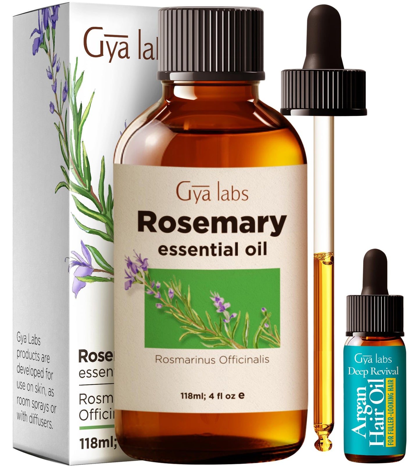 Gya Labs Rosemary Essential Oil – 4oz for Hair, Diffuser & DIY Scents