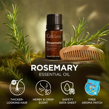 Gya Labs Rosemary Essential Oil 0.34 fl oz – 100% Pure for Hair, Skin, Diffuser & Candles