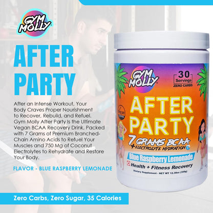 Gym Molly After Party Vegan BCAA Powder – Electrolyte, Zero Carbs, 35 Calories