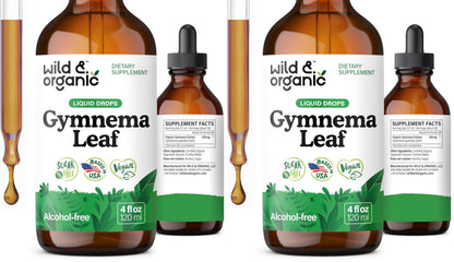 Wild & Organic Gymnema Sylvestre Extract Drops – Sugar-Free, Alcohol-Free, Vegan (2 x 4 oz)