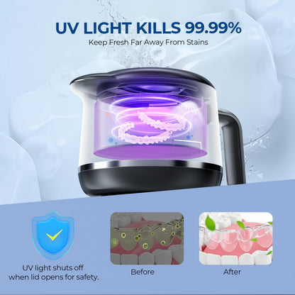 GYNHD Ultrasonic Retainer Cleaner – 45kHz, 200ml, 5 Modes, Bright Black