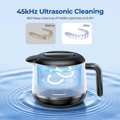 GYNHD Ultrasonic Retainer Cleaner: 45kHz, 200ml, 5 Modes, UV Light, Digital Timer