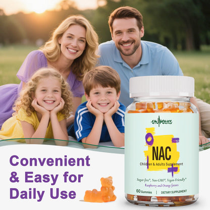 Gyumolics NAC Gummies 1000mg for Adults & 500mg for Kids - Vegan Sugar-Free, 60 Gummies