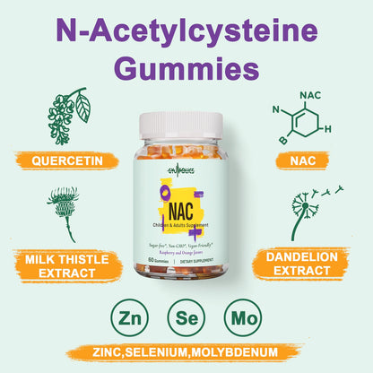 Gyumolics NAC Gummies 1000mg Adults & 500mg Kids – Vegan, Sugar-Free, 120 Gummies