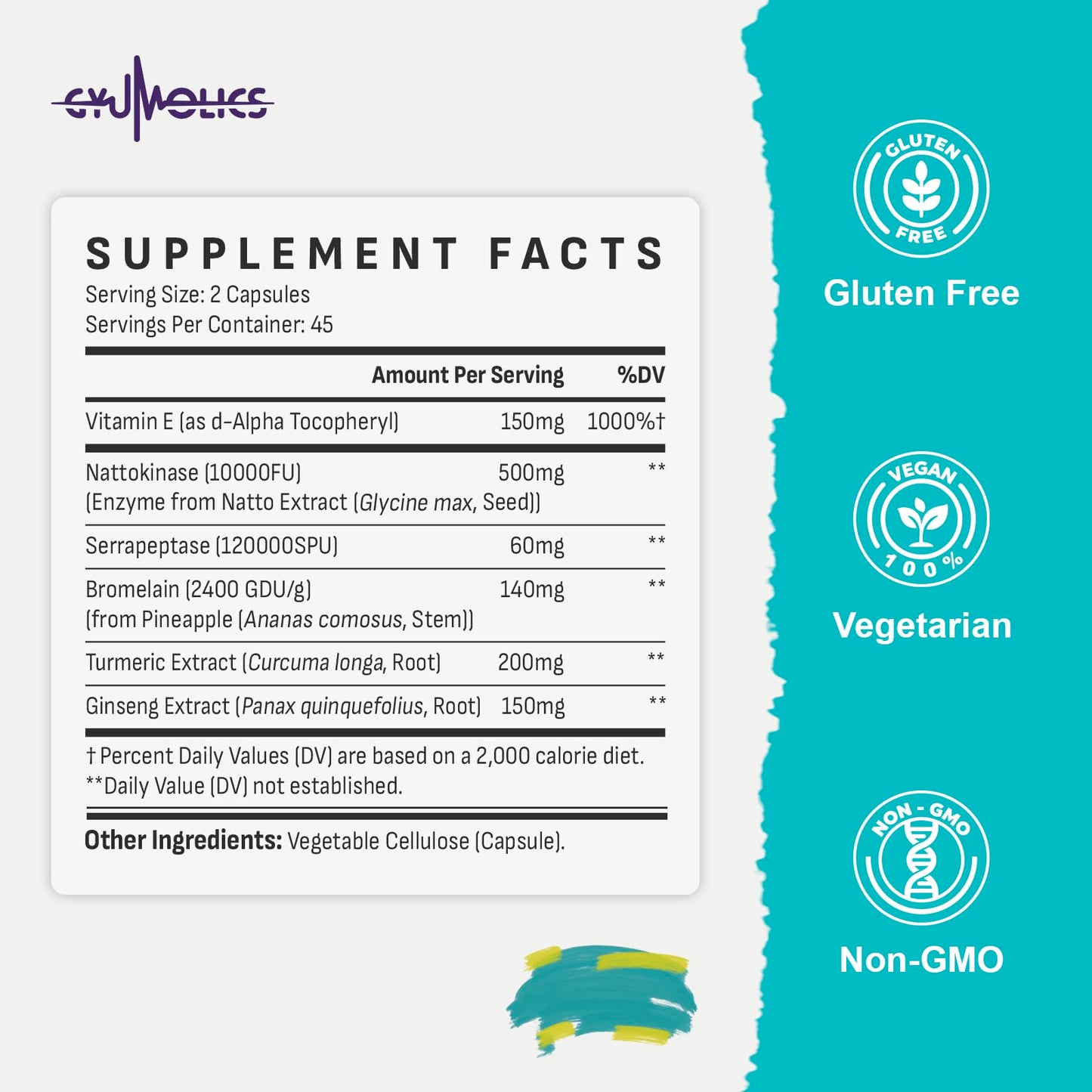 Gyumolics Nattokinase 10000FU – Organic Enzyme Blend for Movement Comfort, 180 Capsules