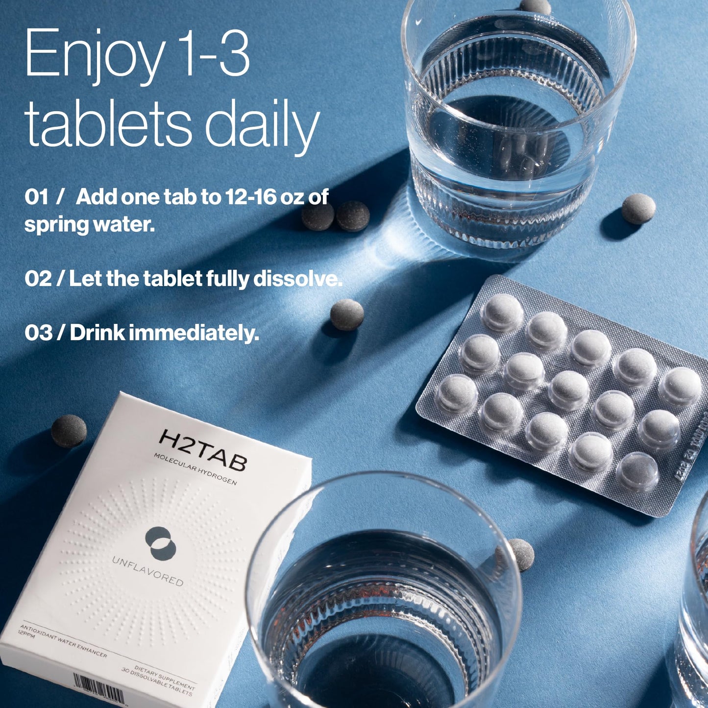 Molecular H2TAB Hydrogen Tablets – 12 PPM, 30 Count, Unflavored