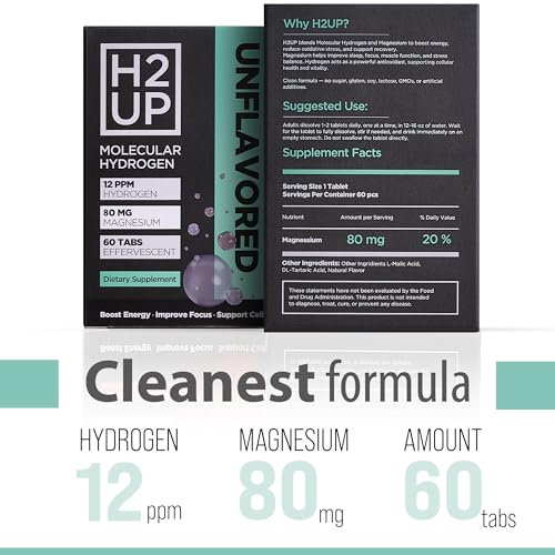 H2UP™ Sugar-Free Molecular Hydrogen Tablets – 60 Count, 12 PPM Hydrogen