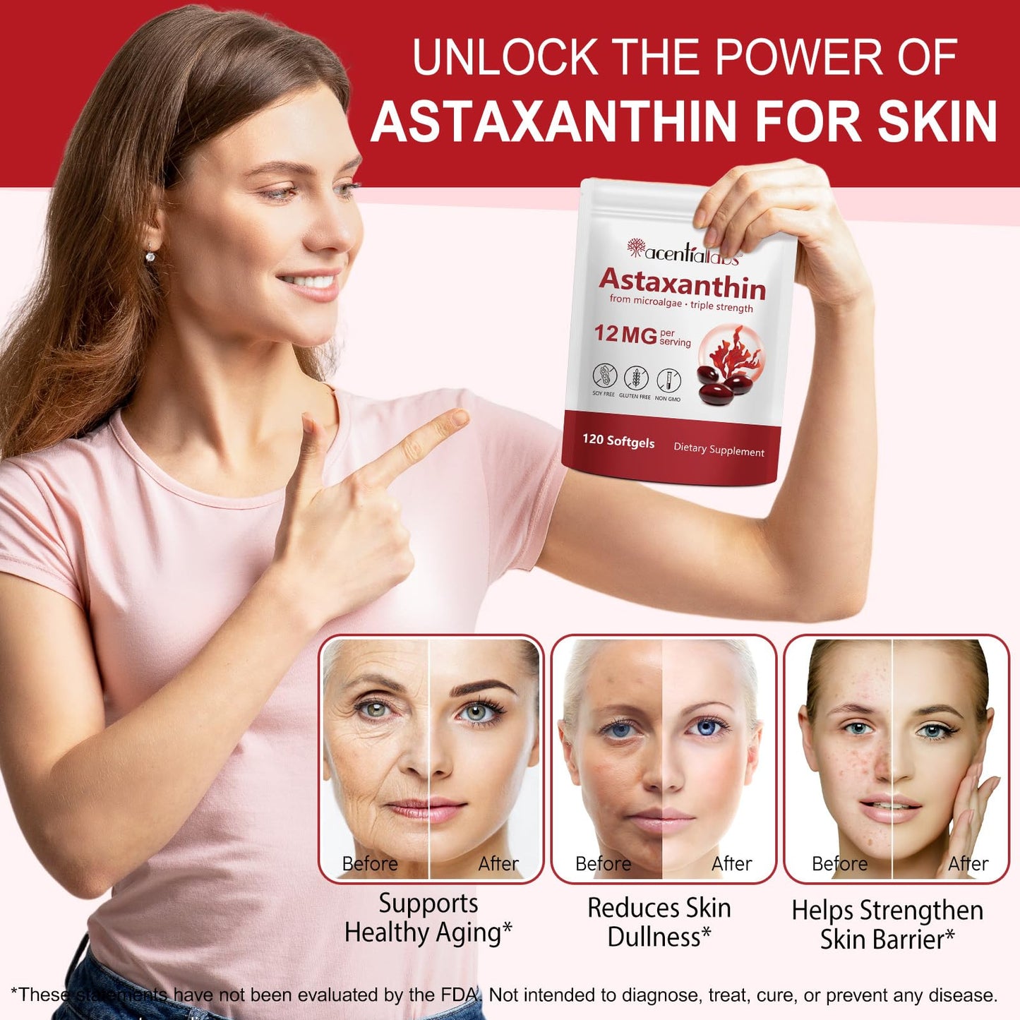 Astaxanthin 12mg Softgels – 120 Count, 4-Month Supply | Premium Antioxidant