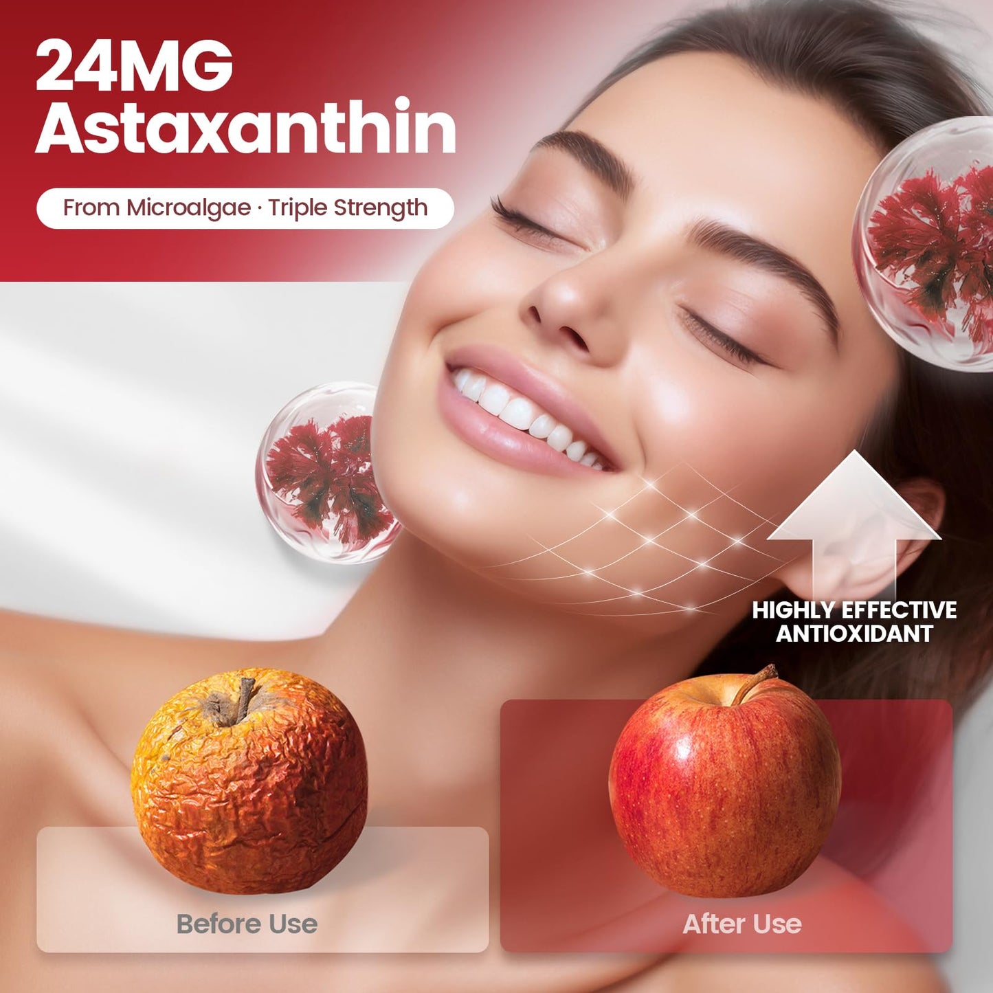 10 in 1 Astaxanthin Supplements 24mg – 4 Month Supply from Haematococcus Pluvialis