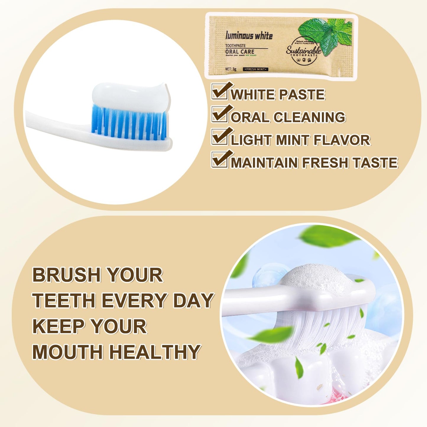 HAIFOTRVA 50 Pack Too Small Bulk Travel Size Toothpaste – 0.105 oz Mint Mini for Hotels & Guests