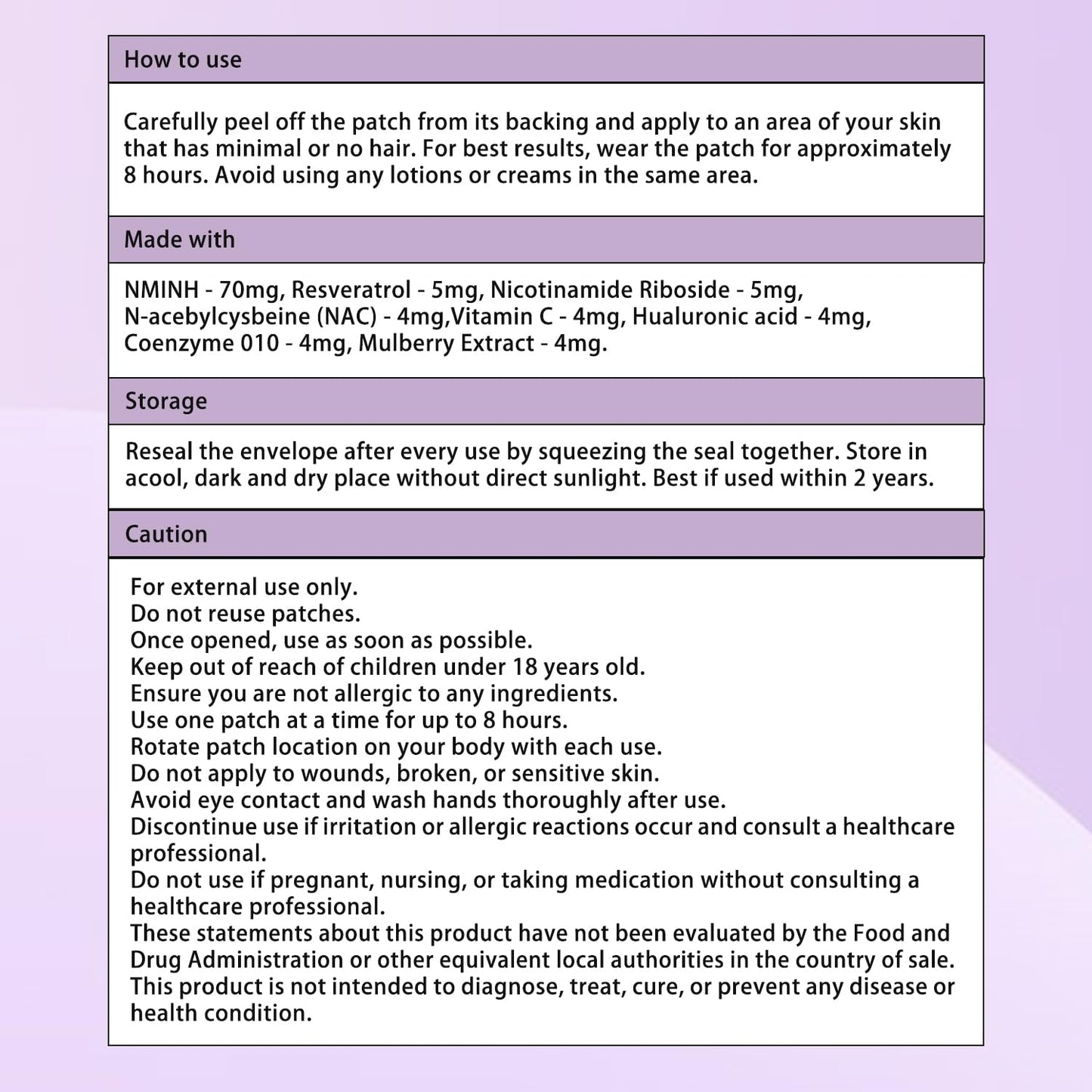 Haiphy NAD+Patches NMNH & Resveratrol – Anti-Aging & Metabolism Support | 8-Hour Release | 30 Count