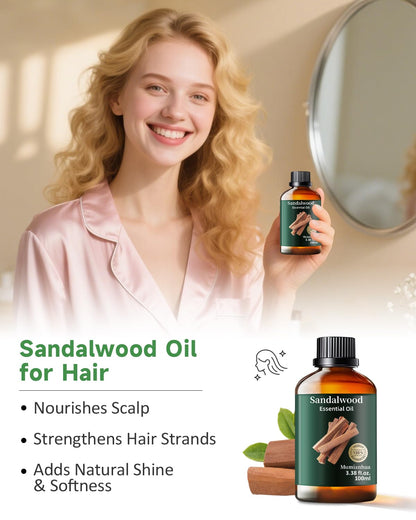Pure Sandalwood Essential Oil 3.38 Fl Oz – Bedtime Serenity & Pillow Mist