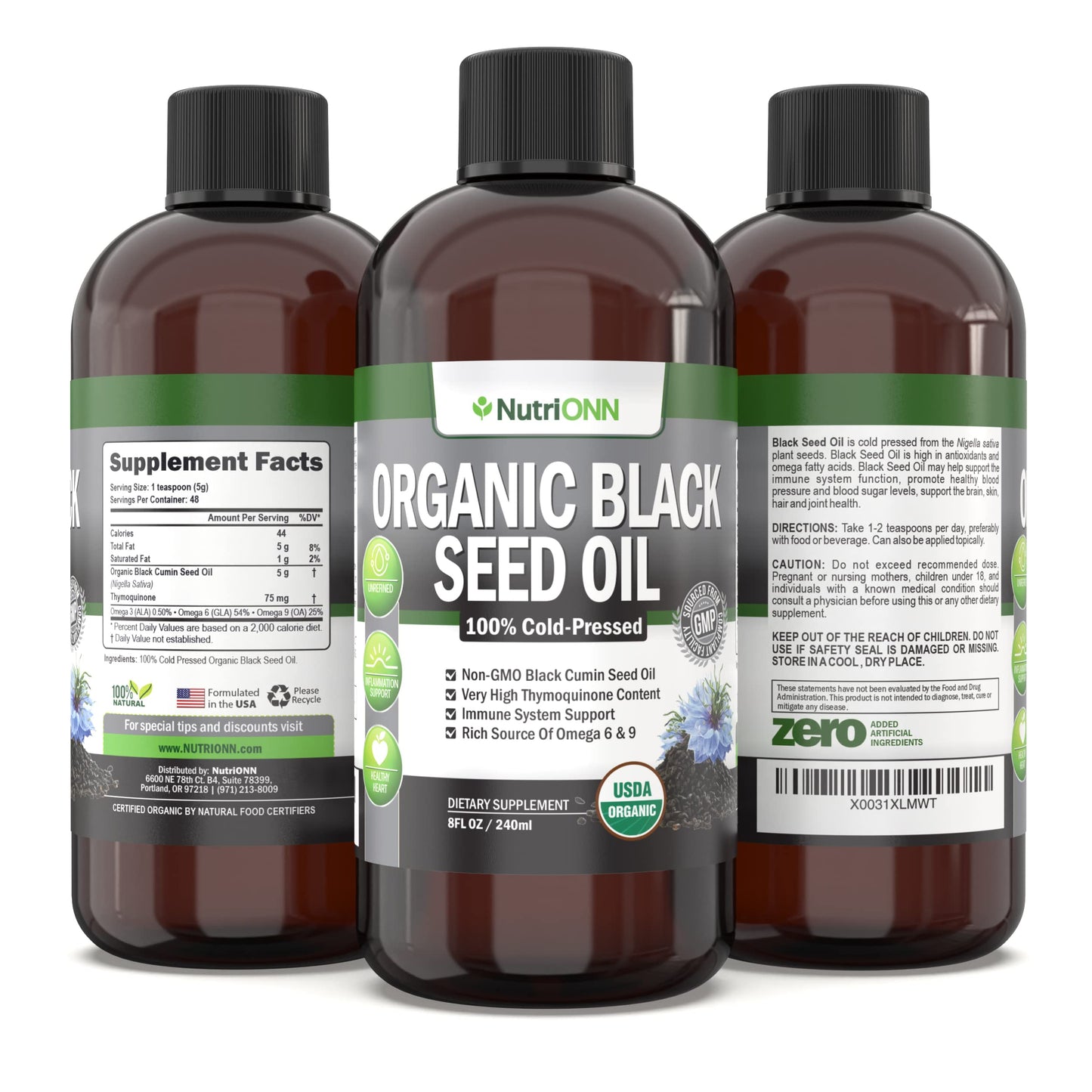Organic Black Seed Oil – USDA Organic, Thymoquinone Rich, Cold-Pressed (8 oz)