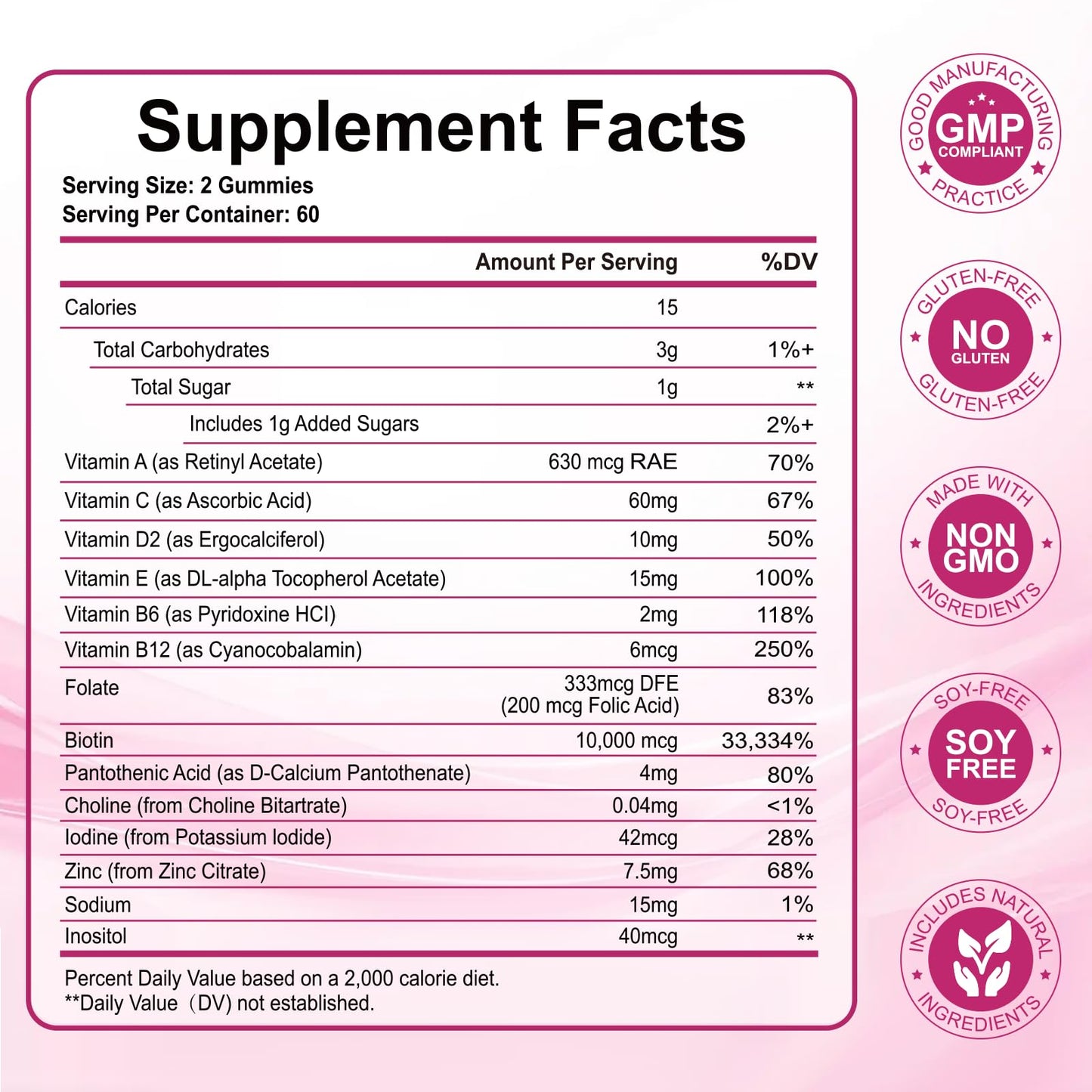 Hair Skin & Nails Gummies with 10,000mcg Biotin – Vitamin Supplement for Hair, Nails & Skin (240 Count)