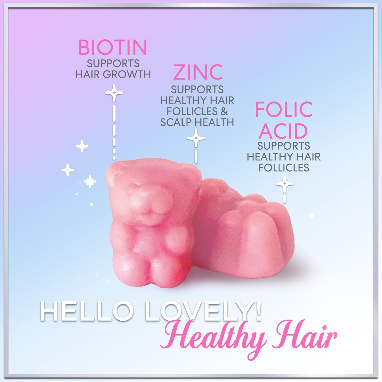 Hair Vitamins Gummies – Biotin 5000 mcg + Vitamins E & C, Zinc | 120 Gummies