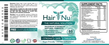 HairNu Natural Hair Growth Solution – 60 Capsules (1 Bottle)