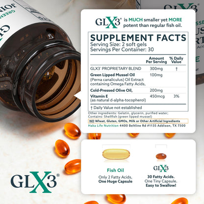 HAKA Life Nutrition GLX3 Extra Strength Green Lipped Mussel Oil Capsules – Joint Comfort Support (6 Pack)