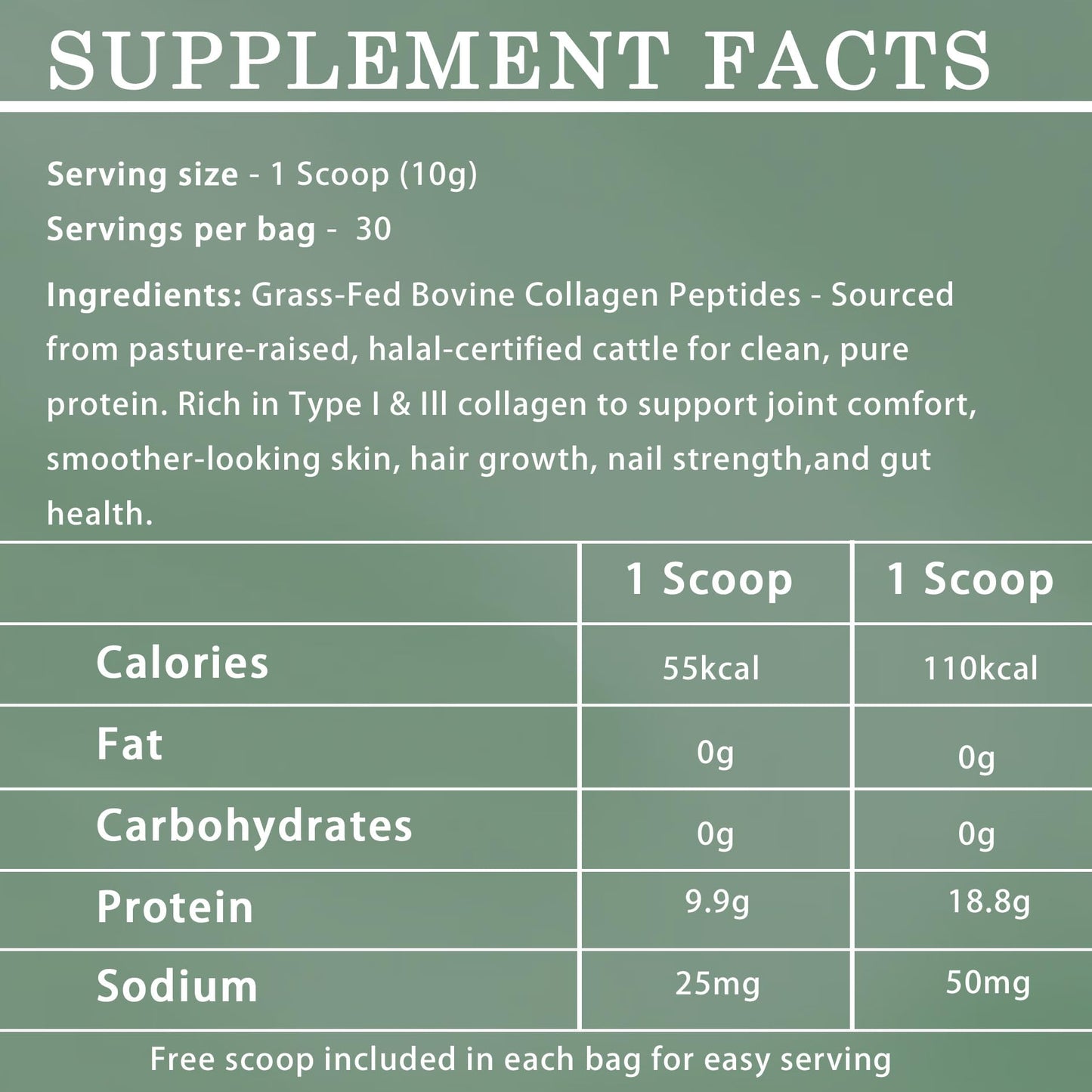Halal Collagen Protein Powder – Grass-Fed, Organic, Hydrolyzed, Unflavoured | 30 Servings