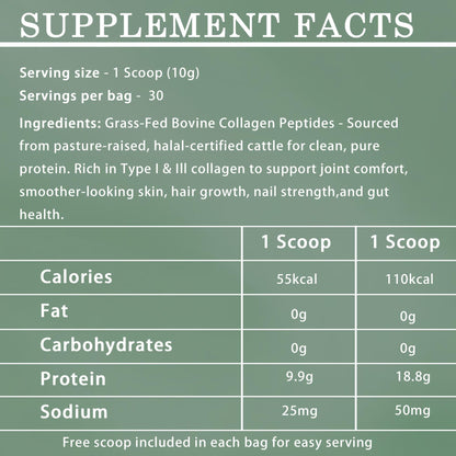 Halal Collagen Protein Powder – Grass-Fed, Organic, Hydrolyzed, Unflavoured | 30 Servings