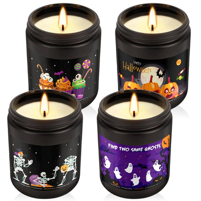 4 Pack 8oz Halloween Scented Candles – Soy Wax Home Decor Gift Set