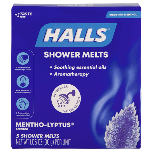 Halls Soothing Shower Melts 5 Pack - Mentho-lyptus Aromatherapy with Essential Oils