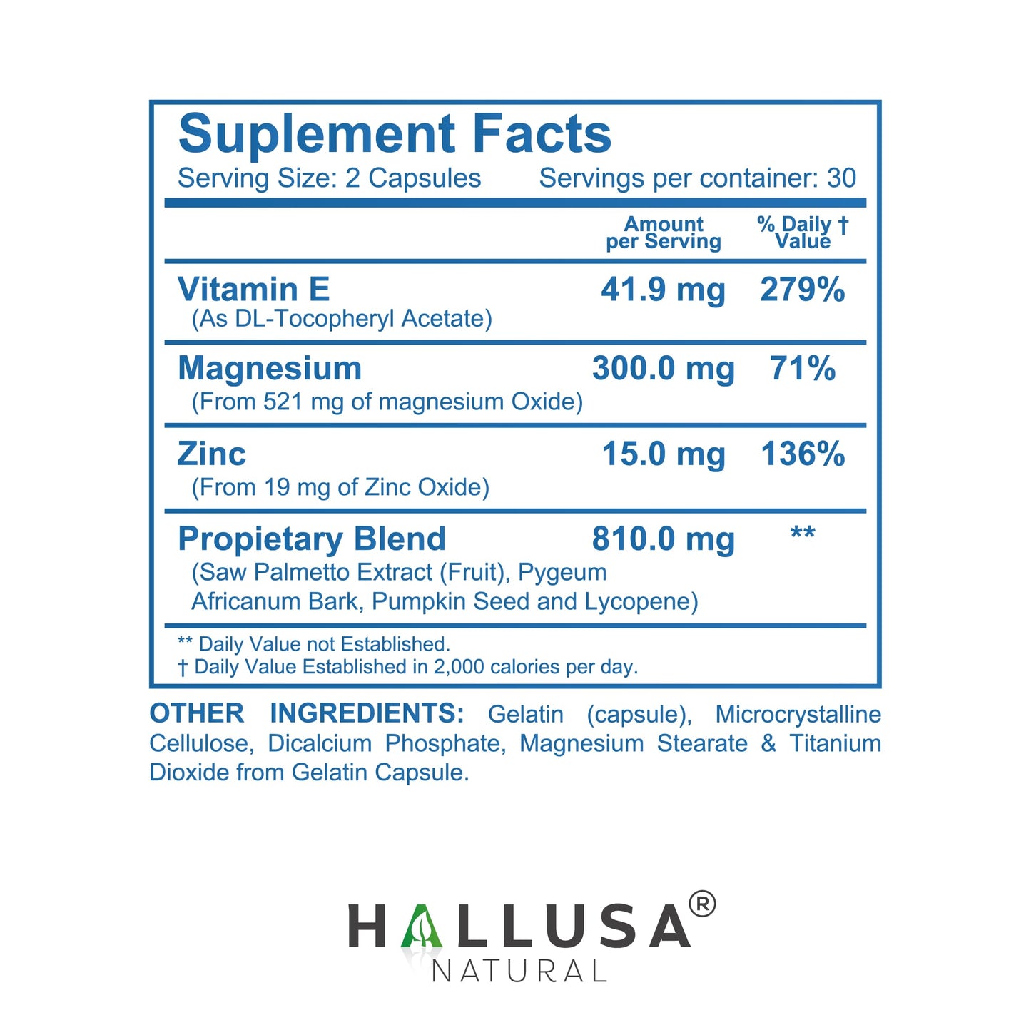Hallusa Natural HallPROST Ultra Prostate Health Supplement for Men – Saw Palmetto, Lycopene, Pygeum, Zinc, Magnesium, Vitamin E | 60 Capsules