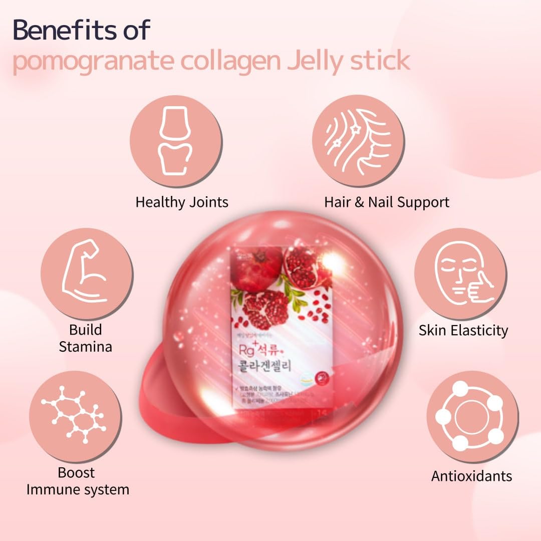 HAMCHOROK Pomegranate Collagen Jelly Sticks – Anti-Aging Korean Beauty, 20g x 30 (Skin, Hair & Nails)