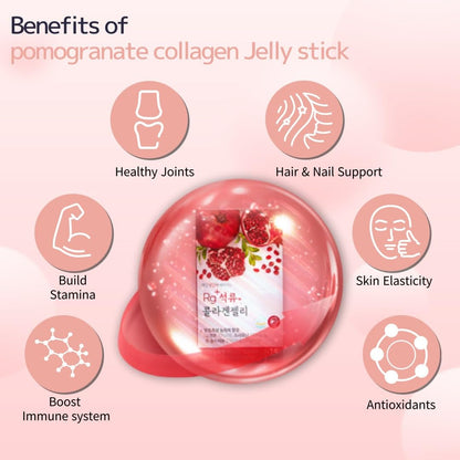 HAMCHOROK Pomegranate Collagen Jelly Sticks – Anti-Aging Korean Beauty, 20g x 30 (Skin, Hair & Nails)