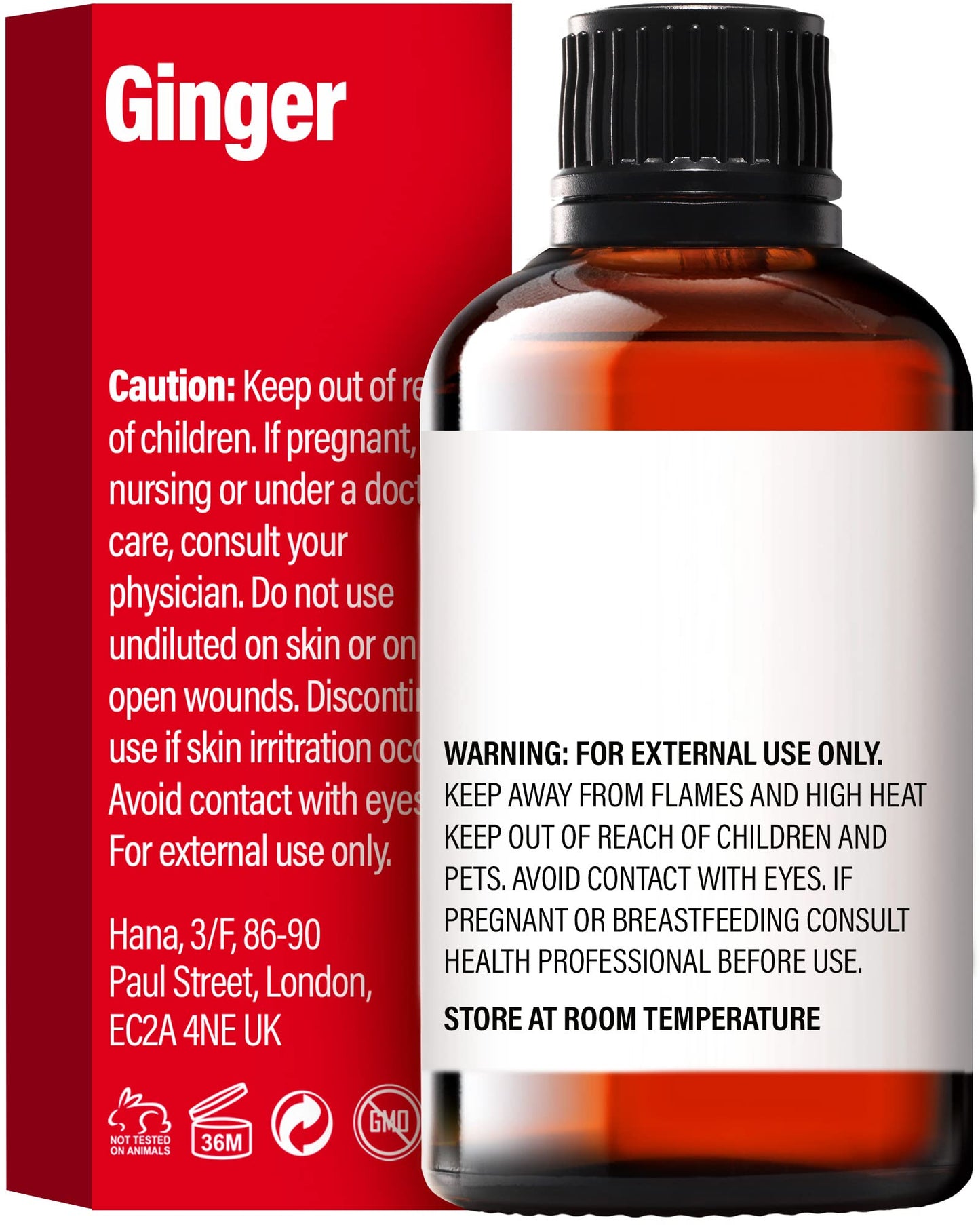 H'ana Ginger Essential Oil 1.02 fl oz | Hair, Skin & Diffuser